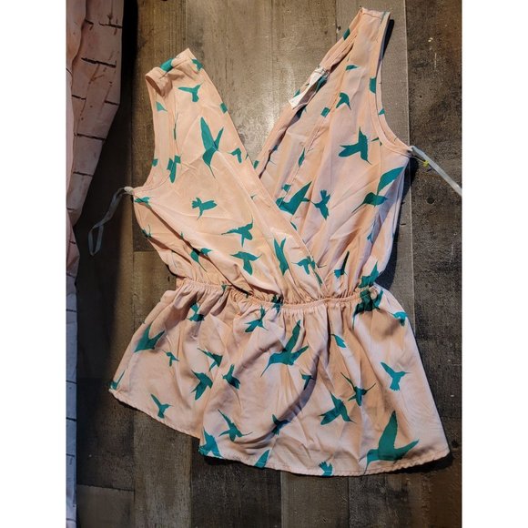 Peaches N Cream women's top pink birds tee blouse - Picture 1 of 4